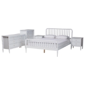 Baxton Studio Lucera Mid-Century White Queen Size 5-Piece Bobbin Bedroom Set